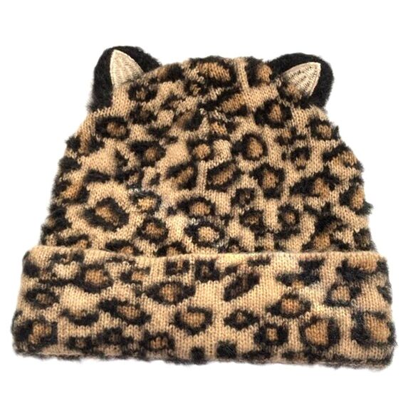 OLIVIA and KATE Cheetah Kitty Cat Beanie Hat with Cat Ears Toddler - Picture 1 of 7